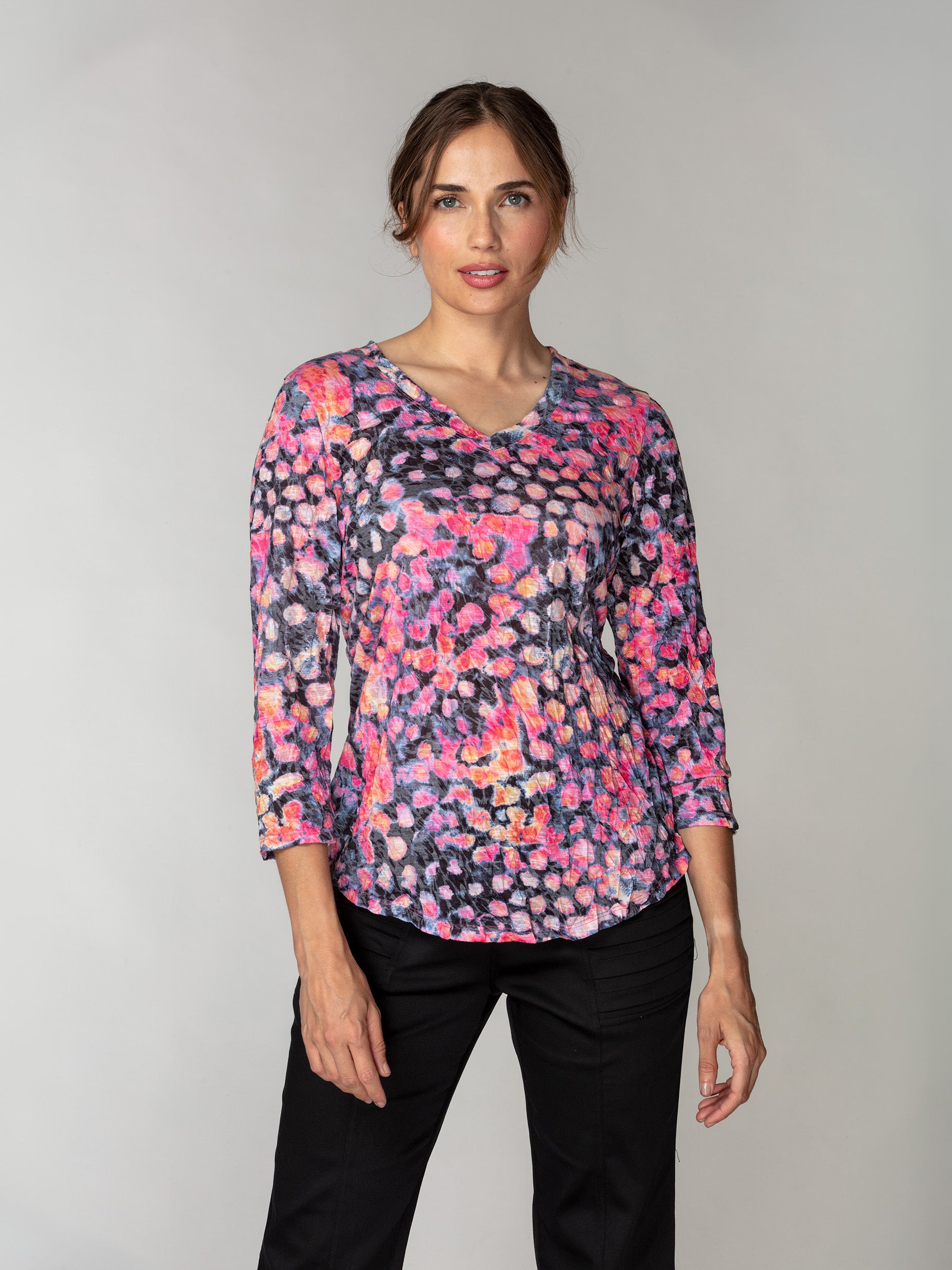 V-Neck Top - Rose Blots