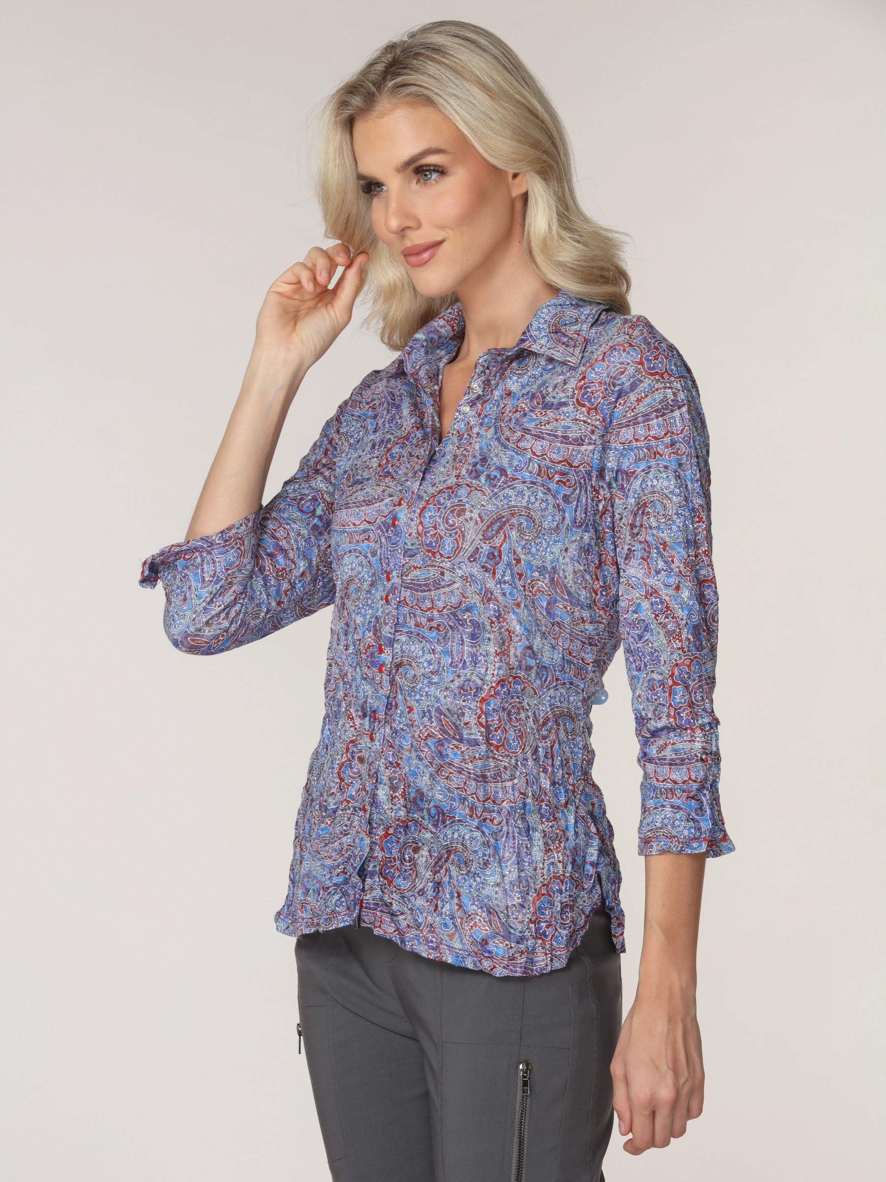 Sabrina Shirt - Indigo Paisley