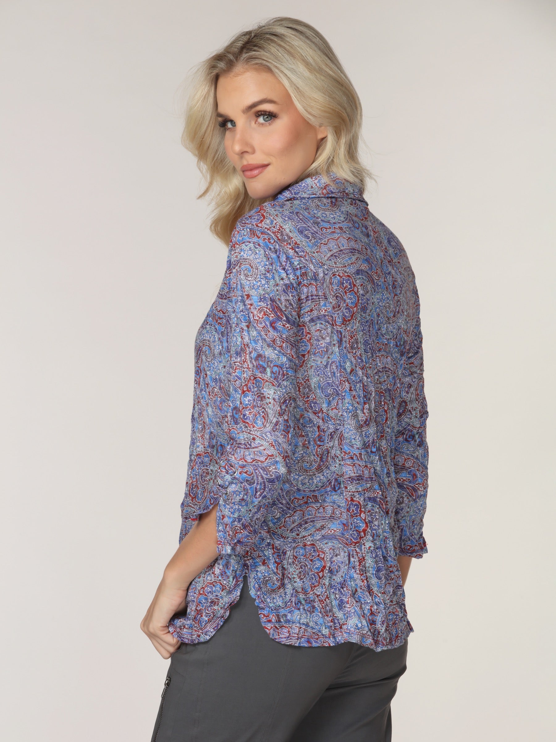 Sabrina Shirt - Indigo Paisley