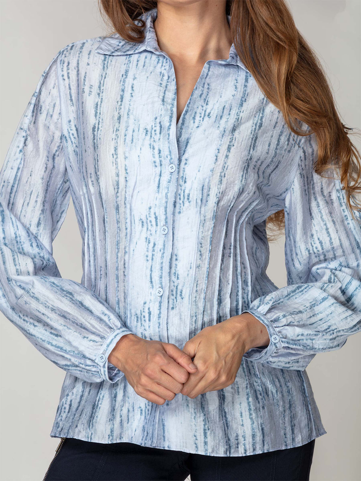 Soft Stripe Button Front Blouse