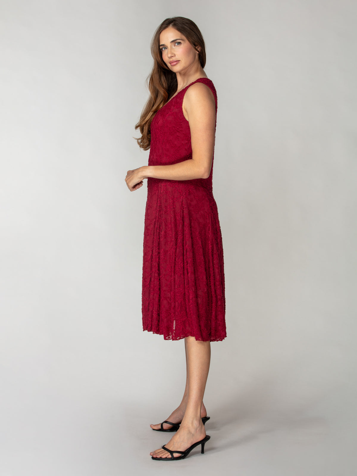 Textured Lace Tie-Hem Dress