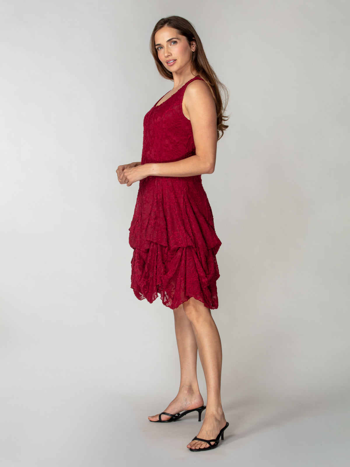 Textured Lace Tie-Hem Dress