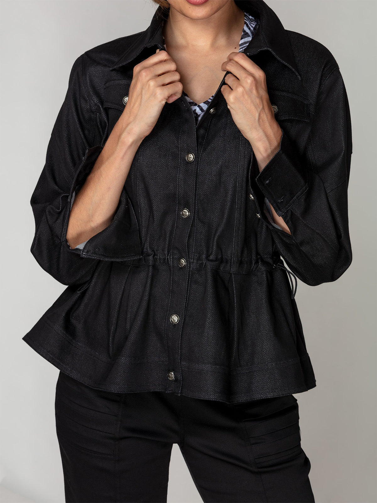 Soft Stretch Drawcord Utility Jacket
