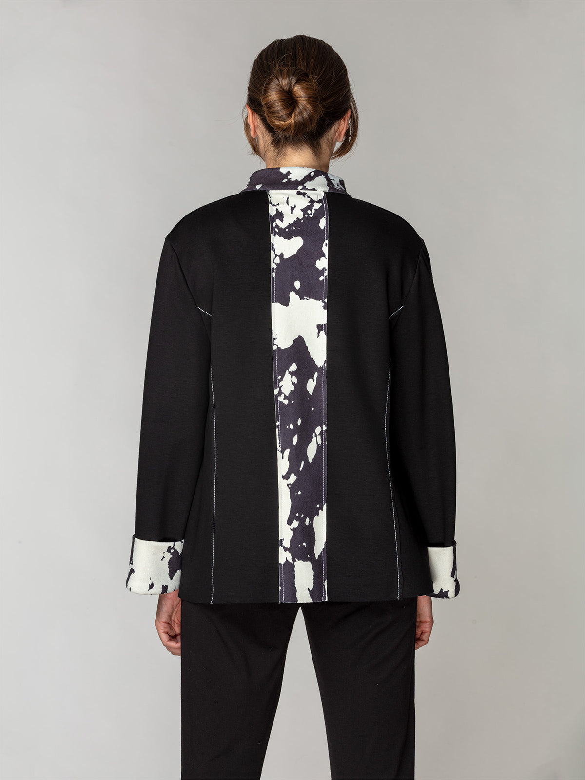 Buckle-Front Marble Contrast Jacket