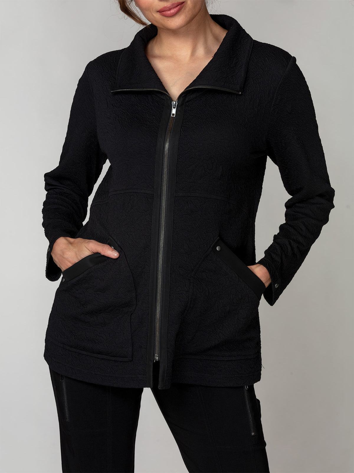 Embossed Zip-Front Jacket