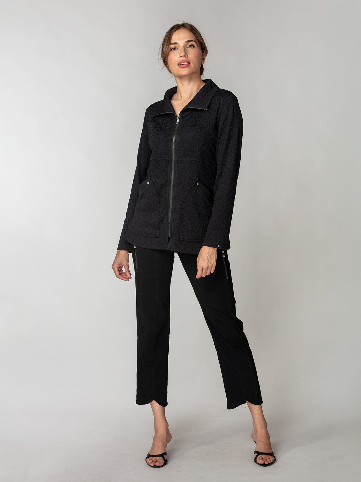 Embossed Zip-Front Jacket