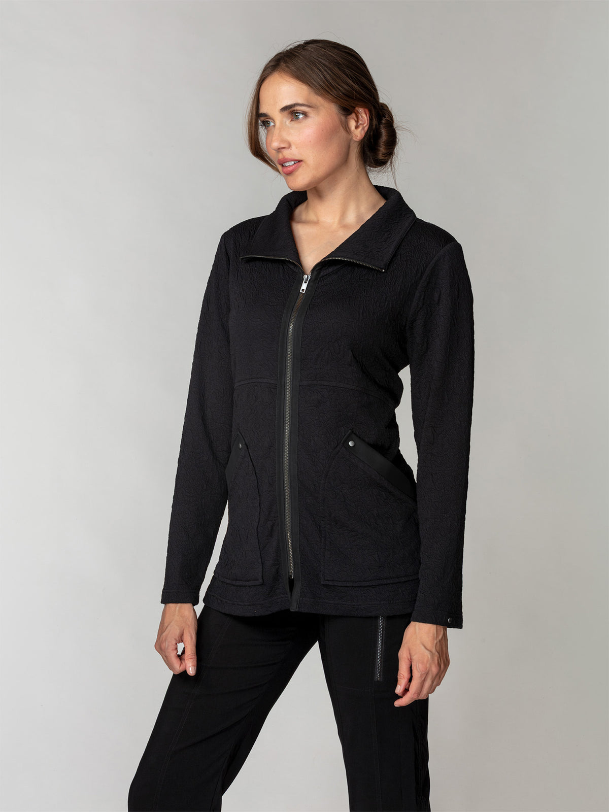 Embossed Zip-Front Jacket