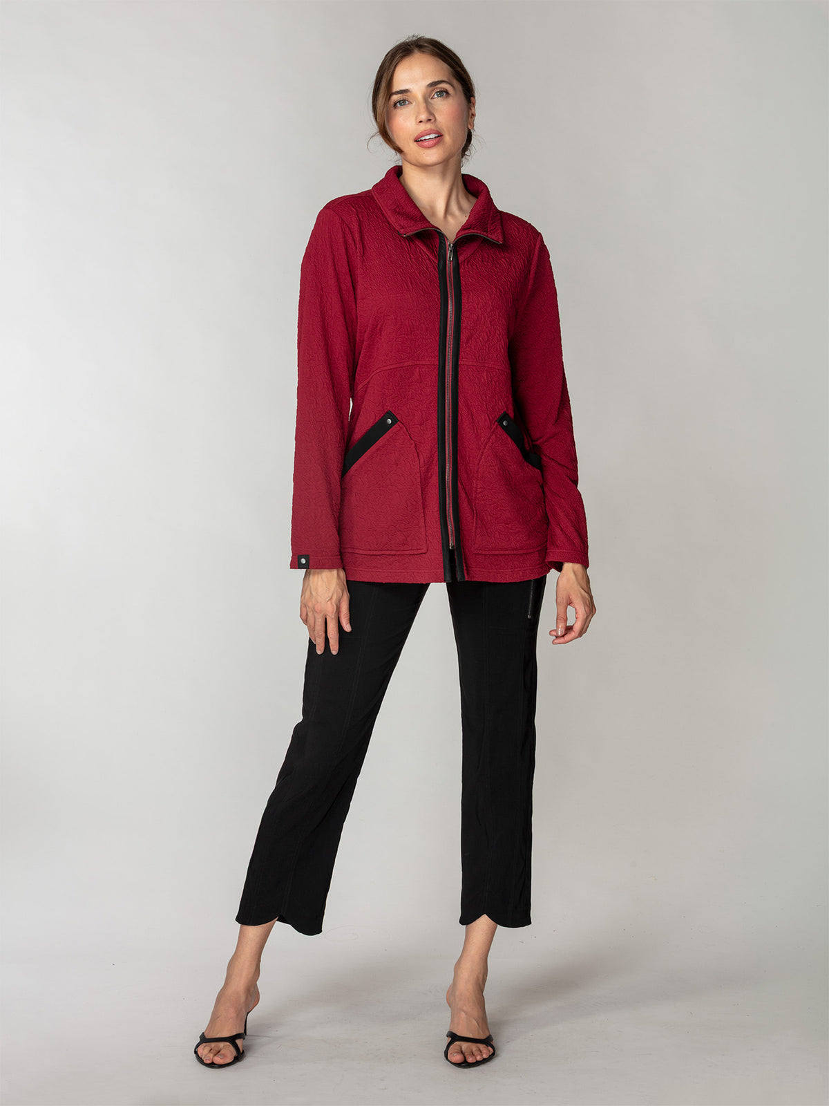 Embossed Zip-Front Jacket