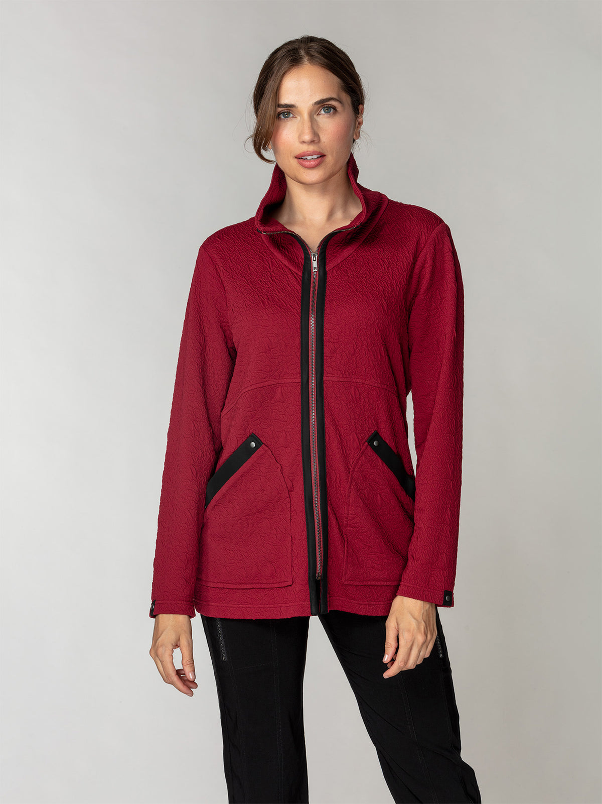Embossed Zip-Front Jacket