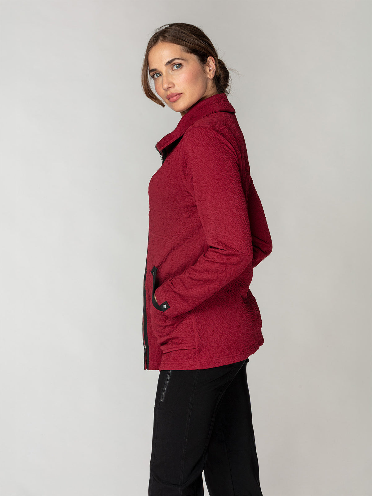Embossed Zip-Front Jacket
