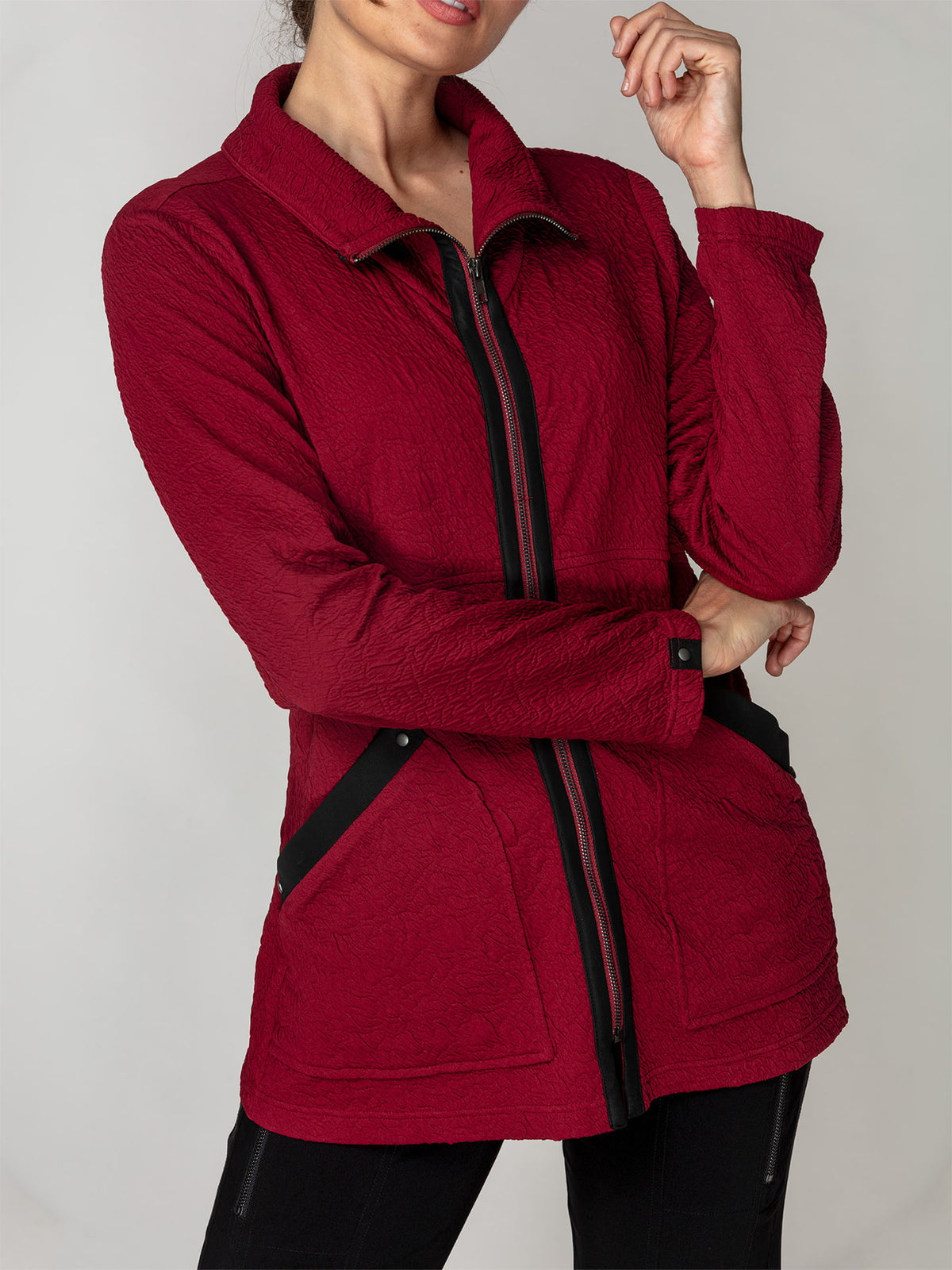 Embossed Zip-Front Jacket