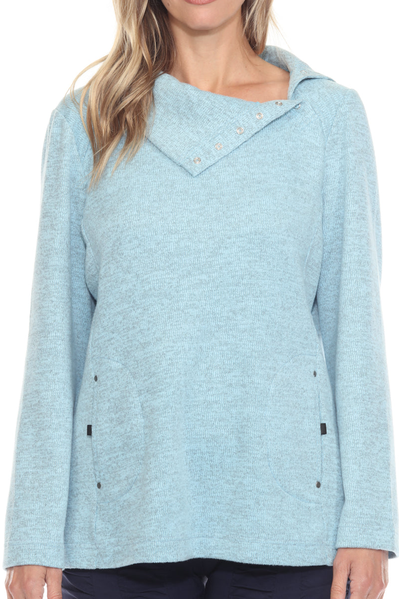 Brushed Snap-Collar Pullover - CARINE