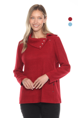 Brushed Snap-Collar Pullover