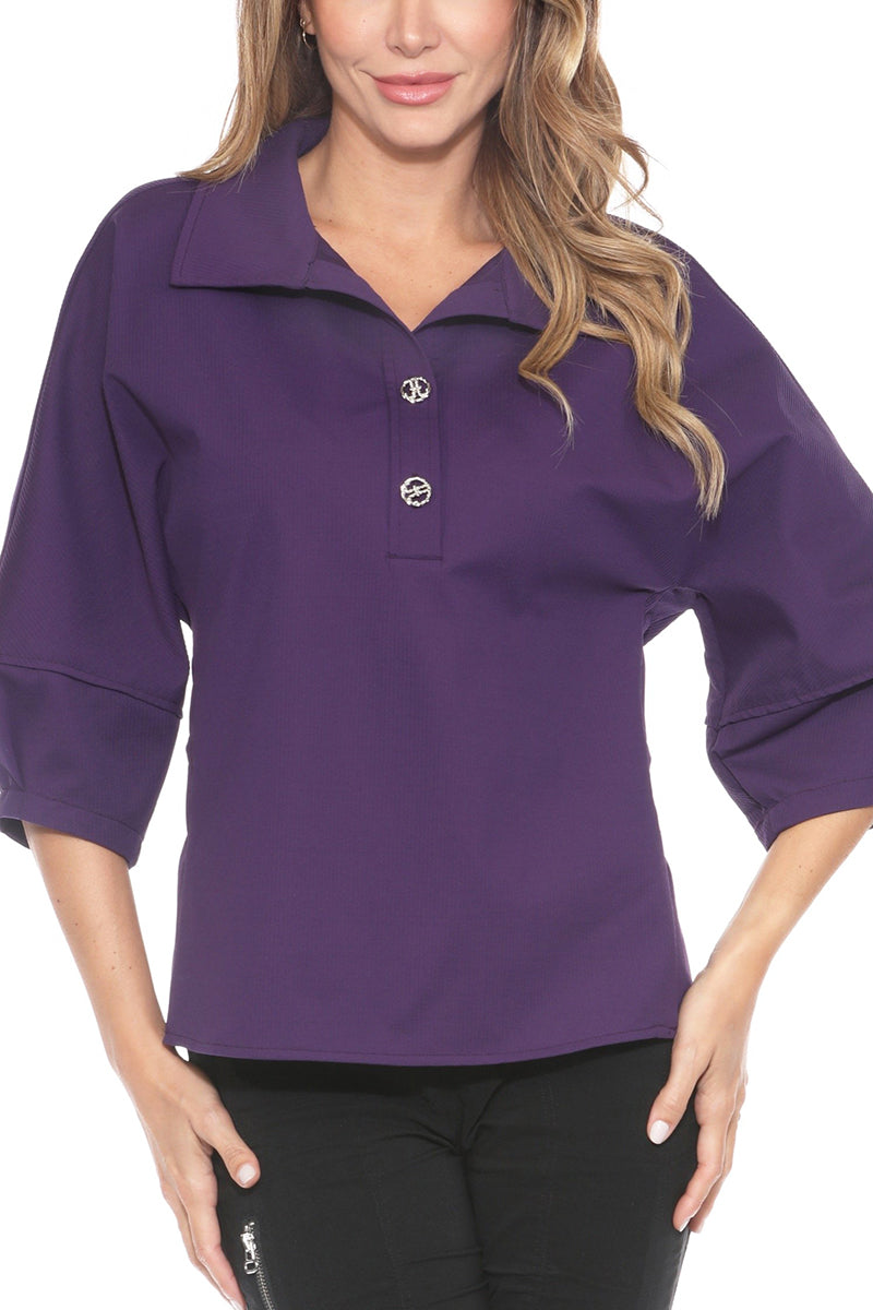 Ornate Button Collared Top - CARINE