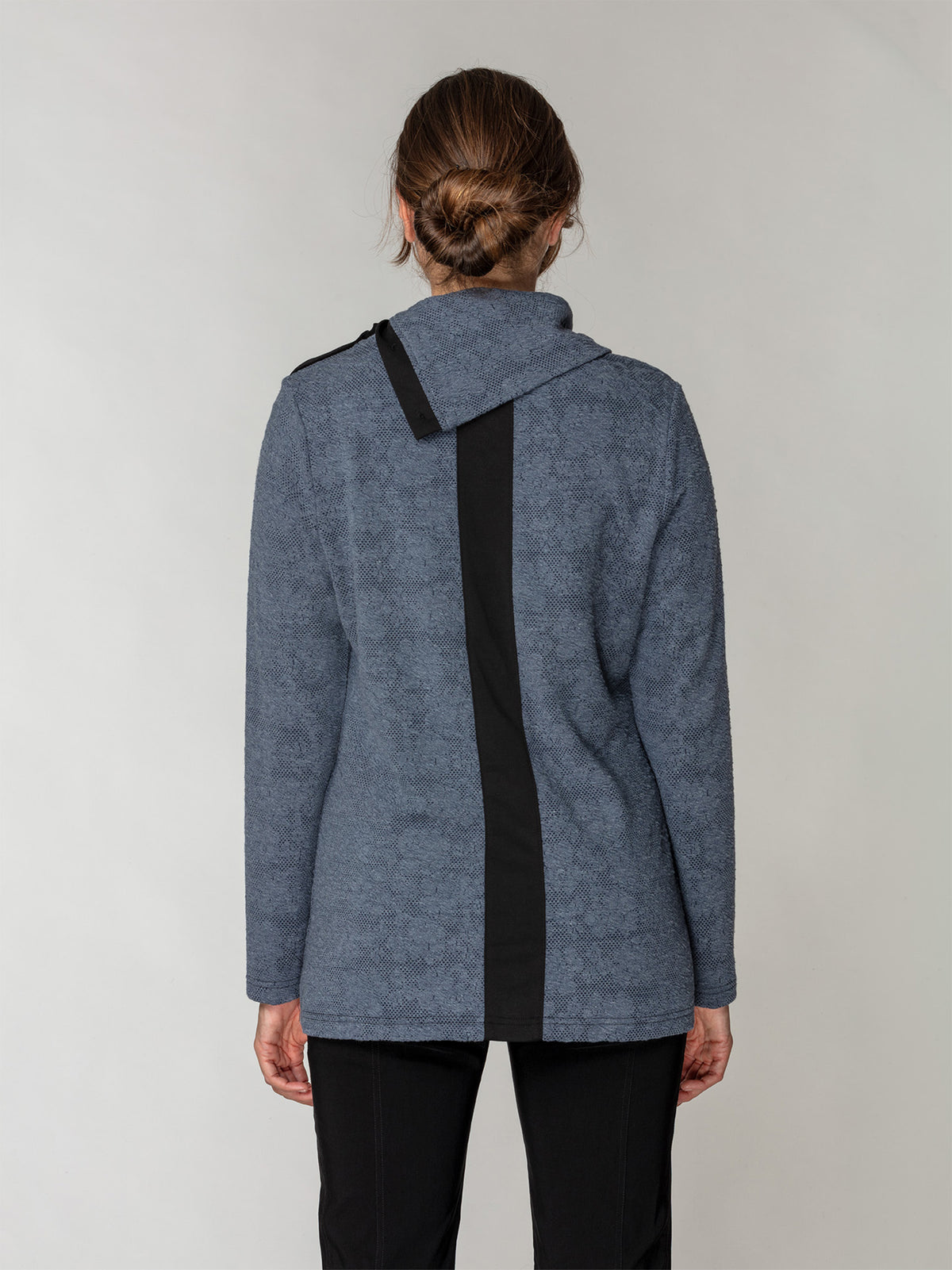 Jacquard Fold-Down Collar Pullover