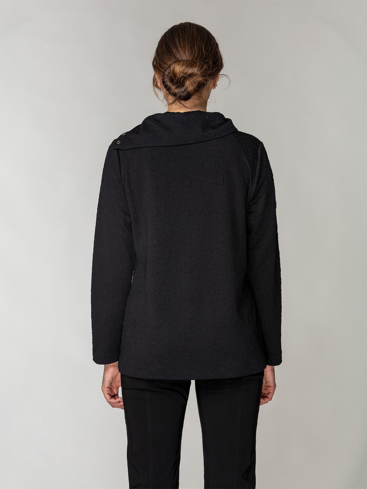 Embossed Snap-Collar Pullover