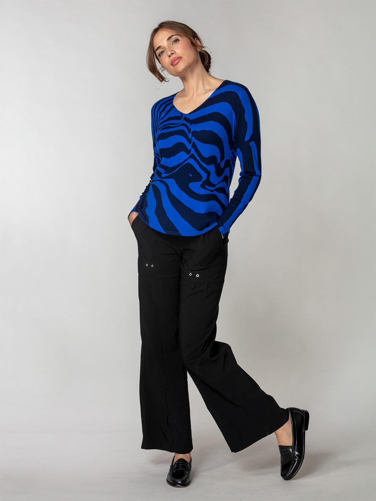 Fluid Knit V-Neck Sweater