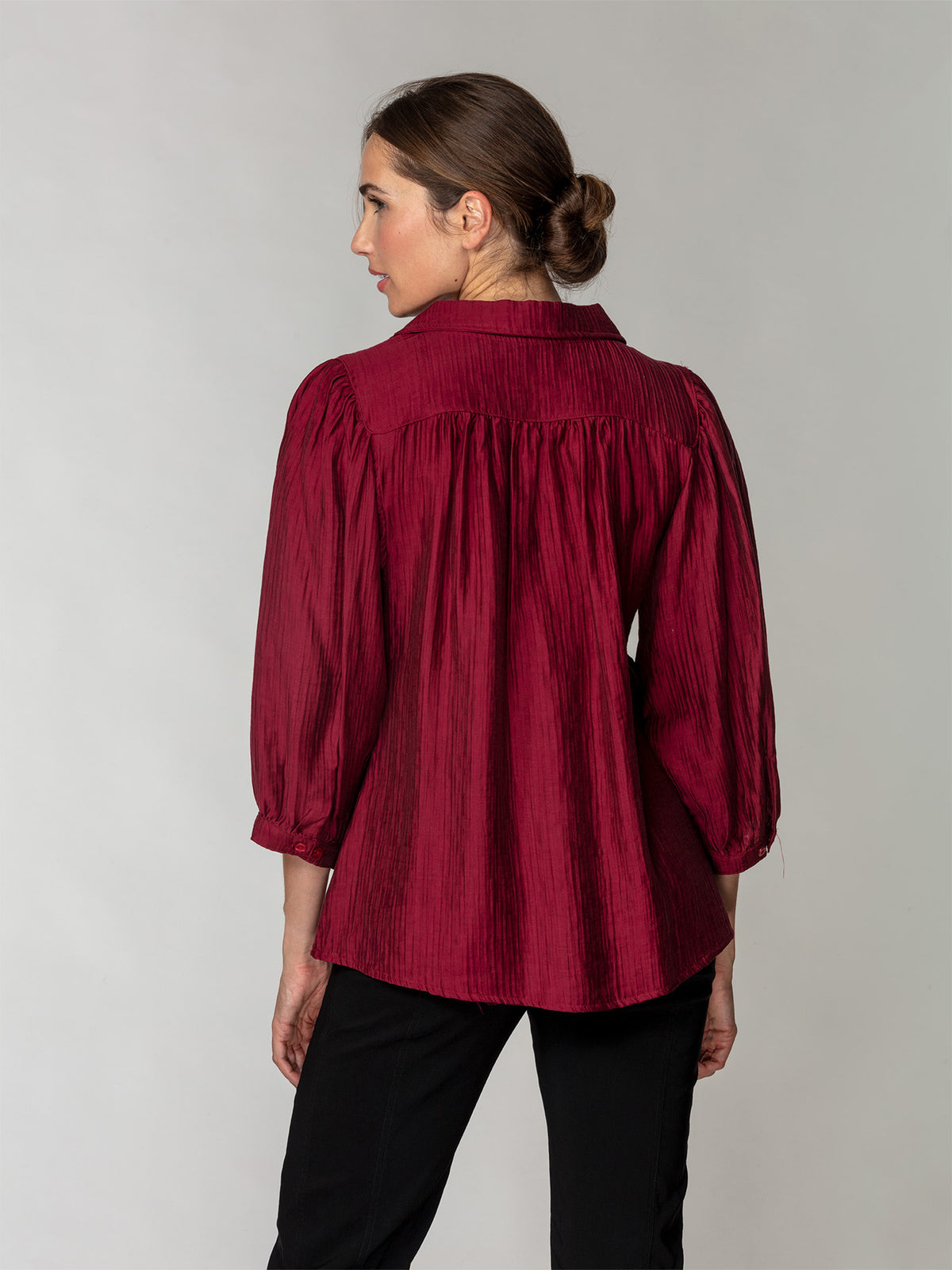 Soft-Pleat Open-Collar Popover