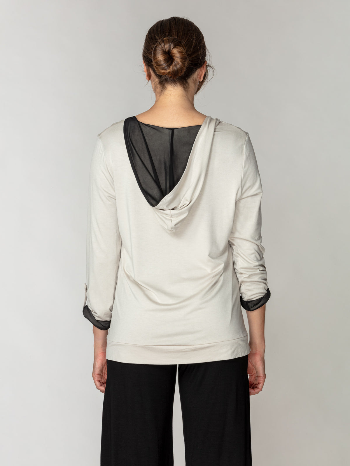 Contrast Lined Rivet Hoodie Top