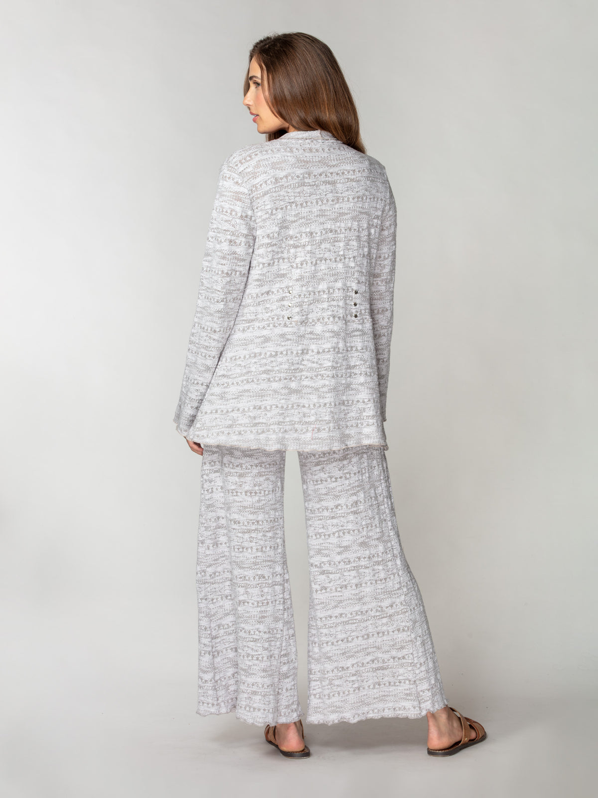 Jacquard Knit Draped Cardigan