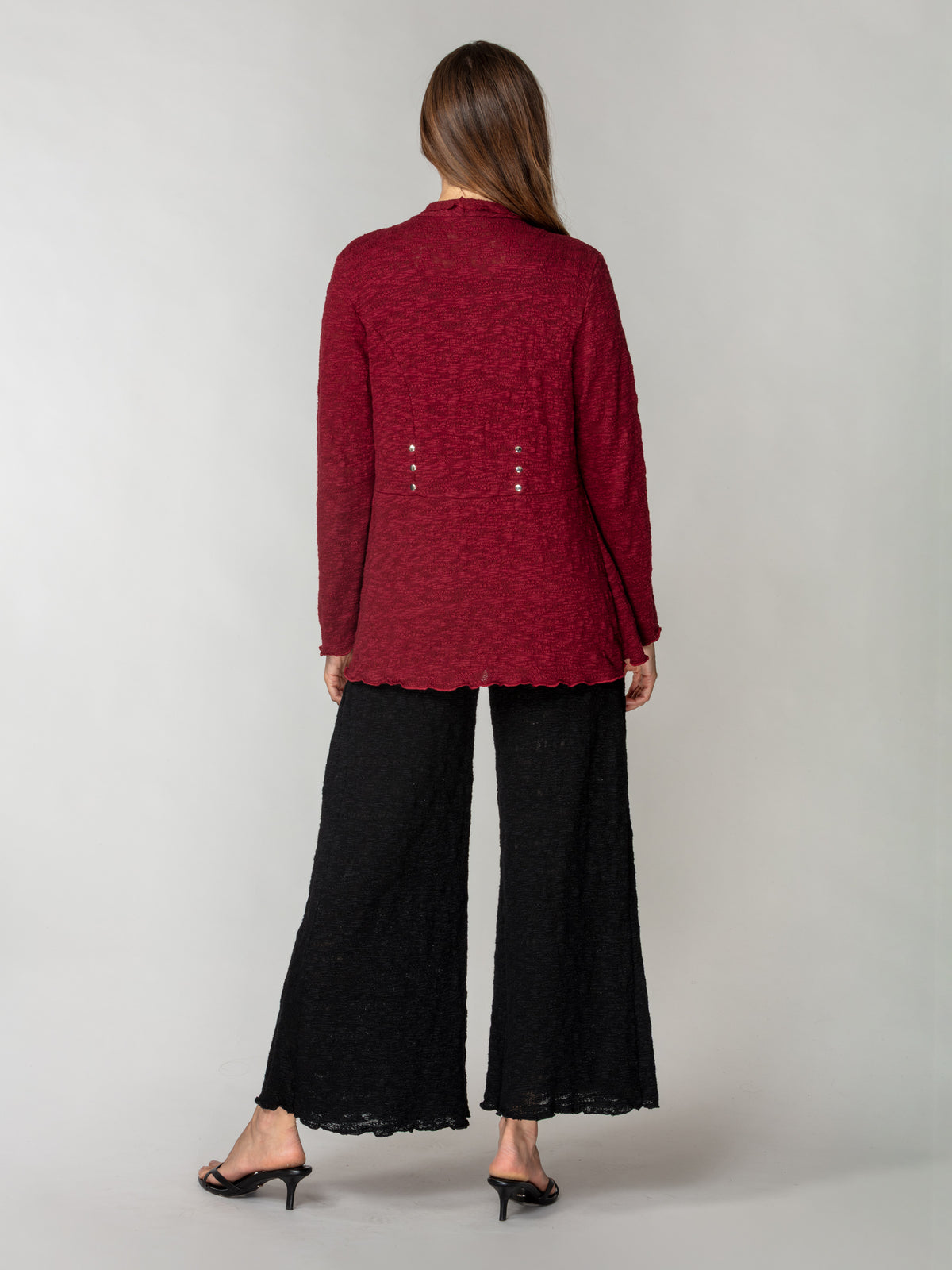Jacquard Knit Draped Cardigan