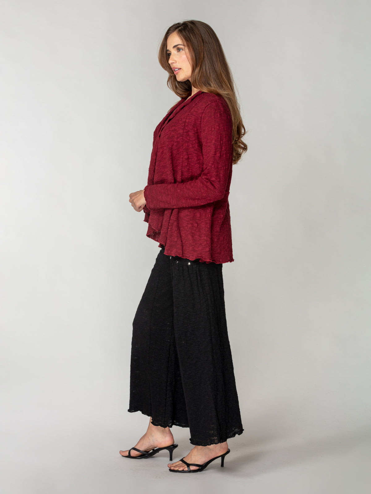 Jacquard Knit Draped Cardigan