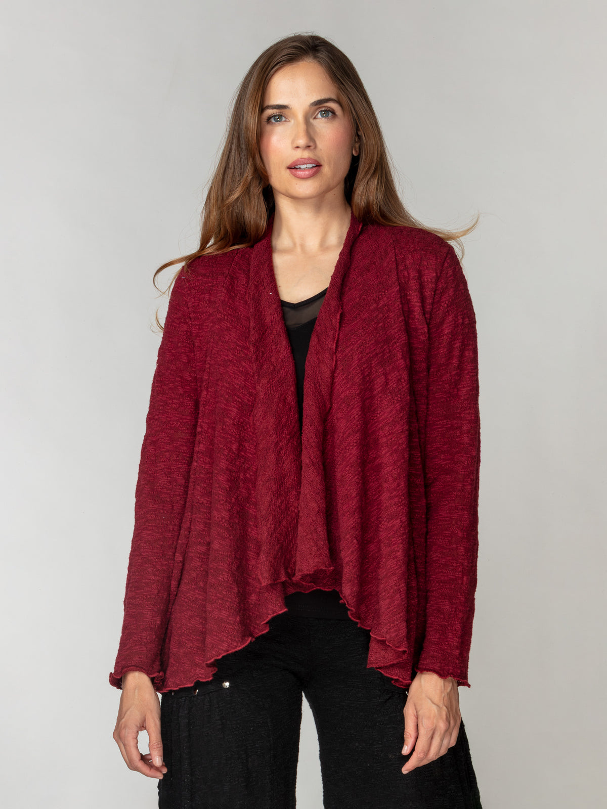 Jacquard Knit Draped Cardigan
