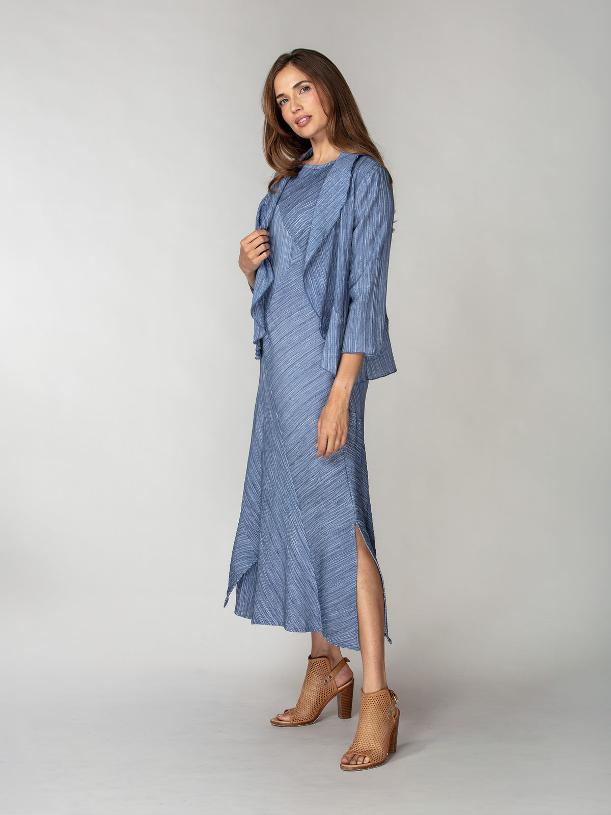 Riviera Patch Midi Dress Set - Blue