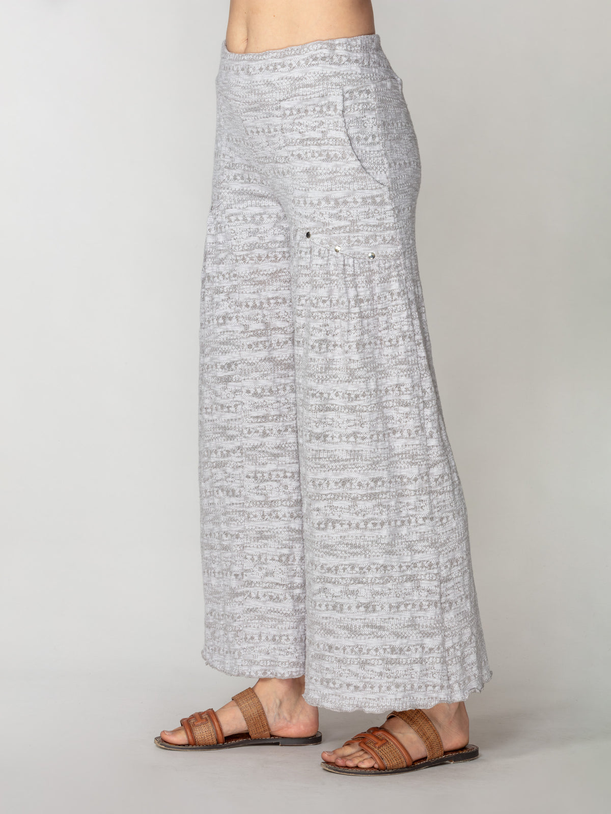 Jacquard Knit Draped Cardigan Set - Oat