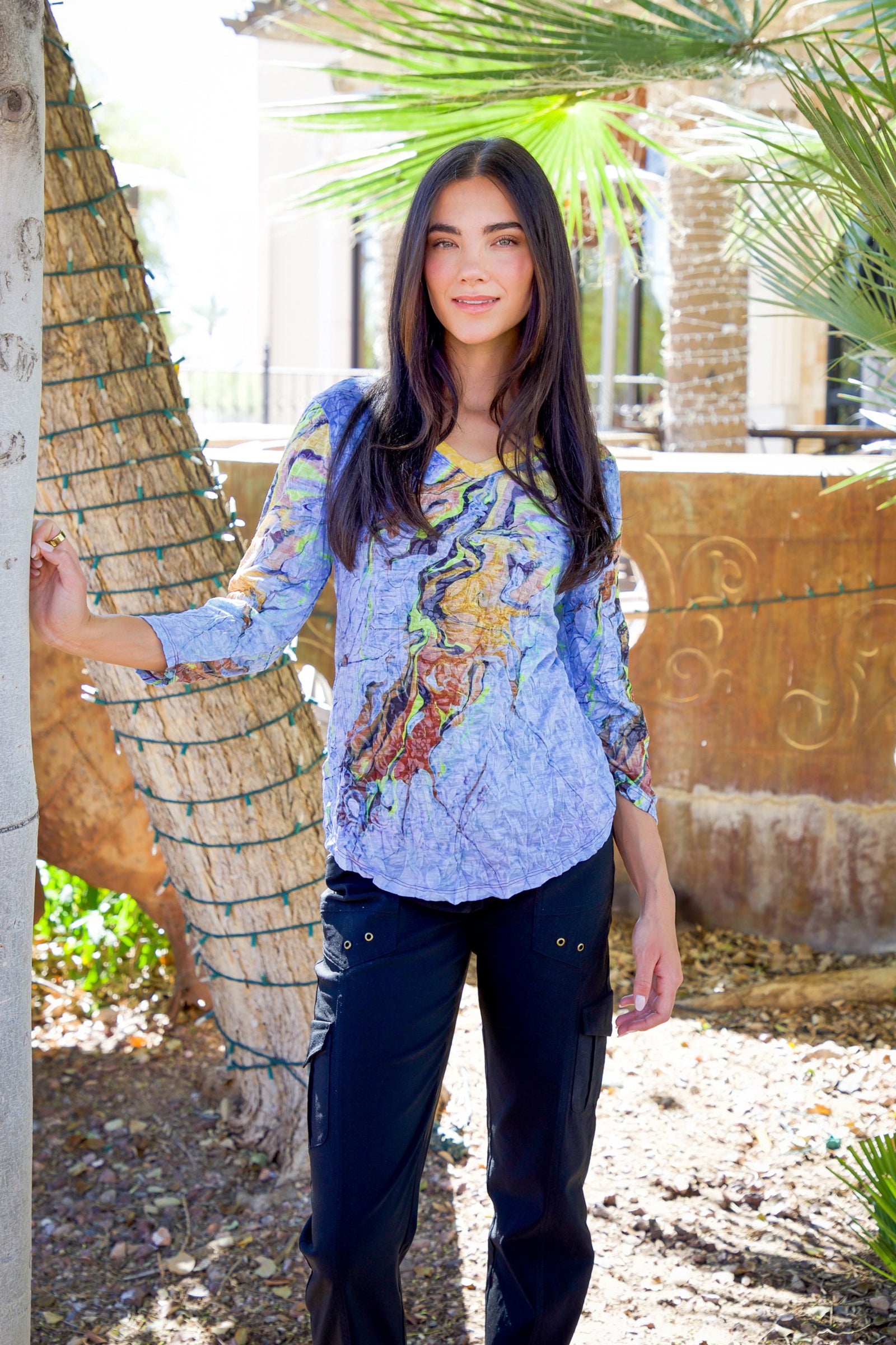 V-Neck Top - Fluid Splash - CARINE