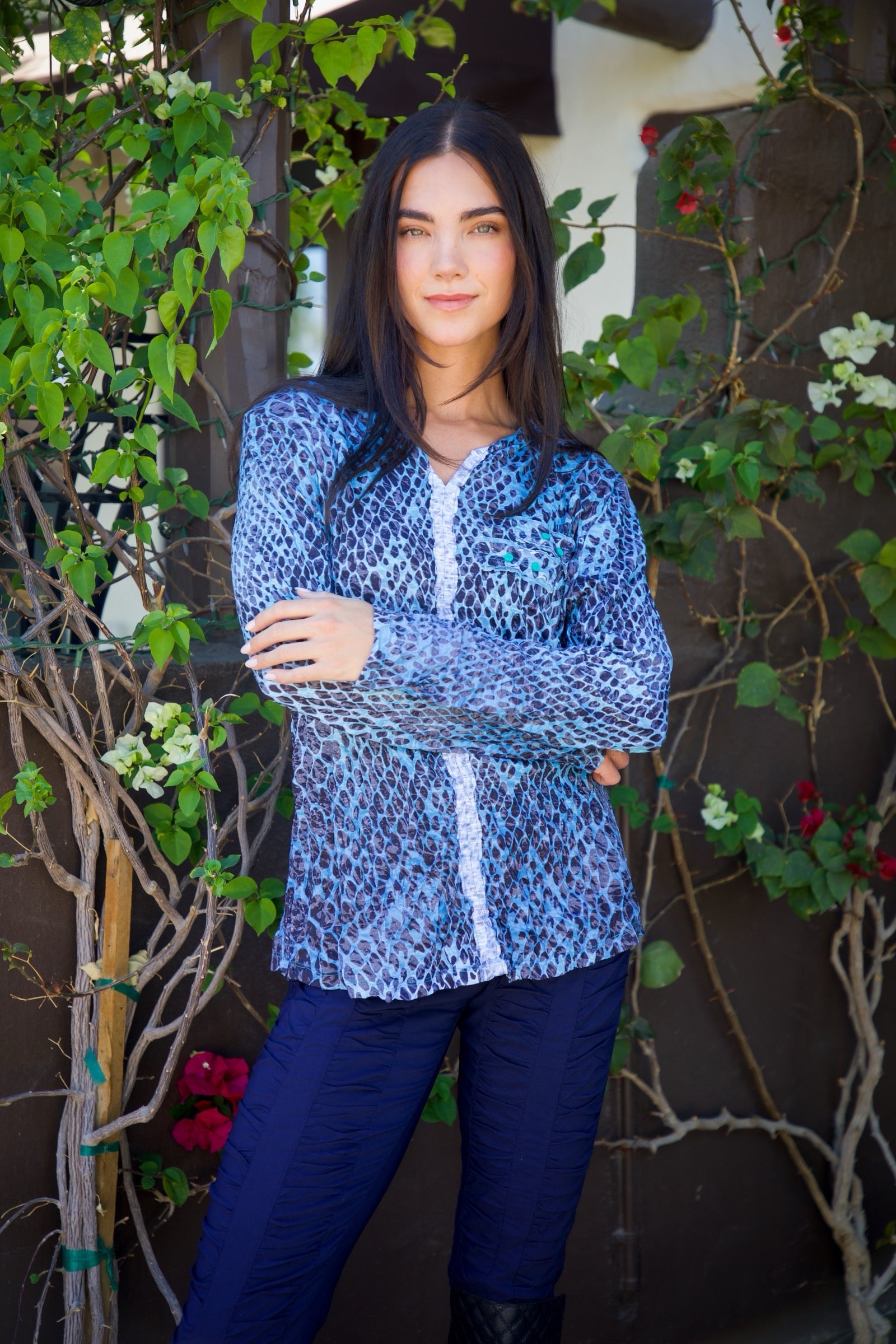 Pamela Top L/S - Teal Scales - CARINE