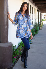 Mesh Wide-Sleeve Button Jacket - Marble Flow