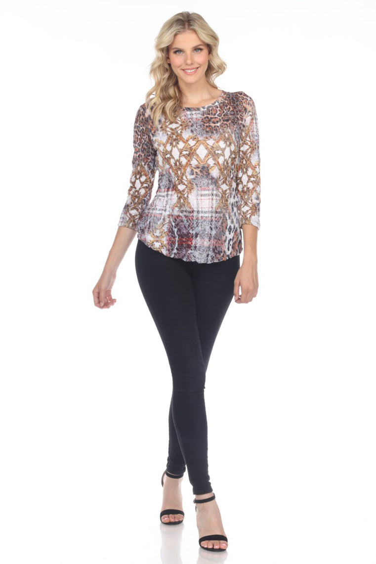 Round-Neck Top - Gold Jaguar - CARINE