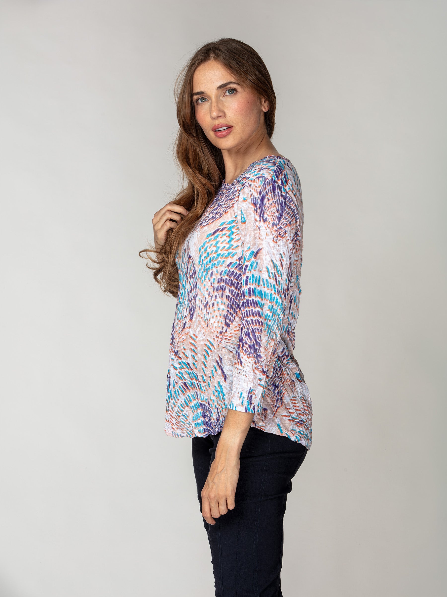 Round-Neck Top - Washed Tiles