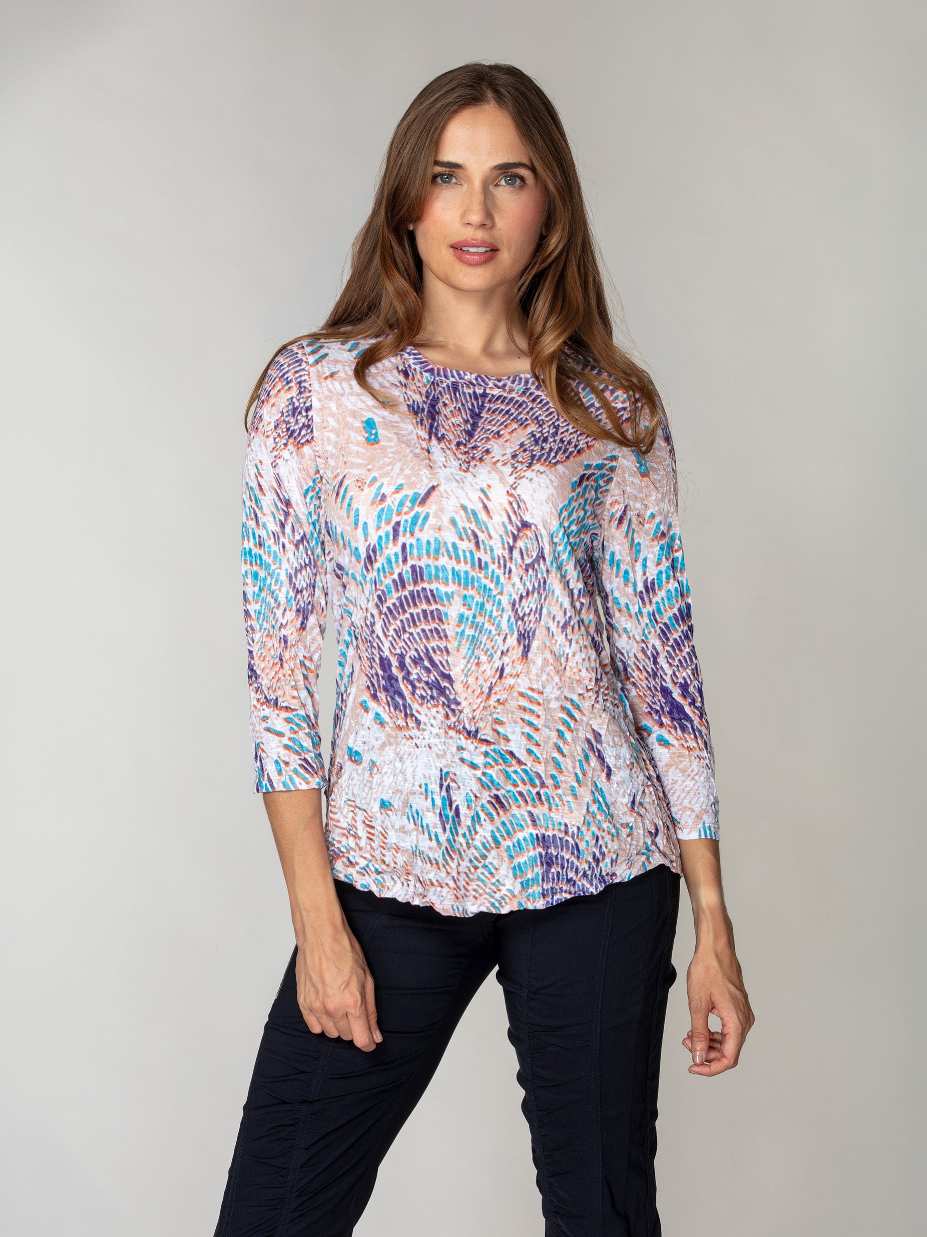 Round-Neck Top - Washed Tiles