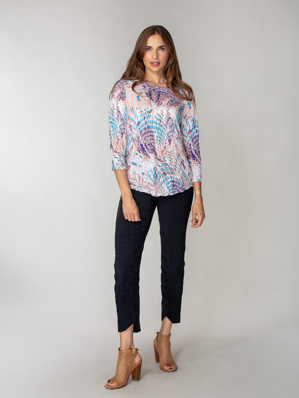 Round-Neck Top - Washed Tiles