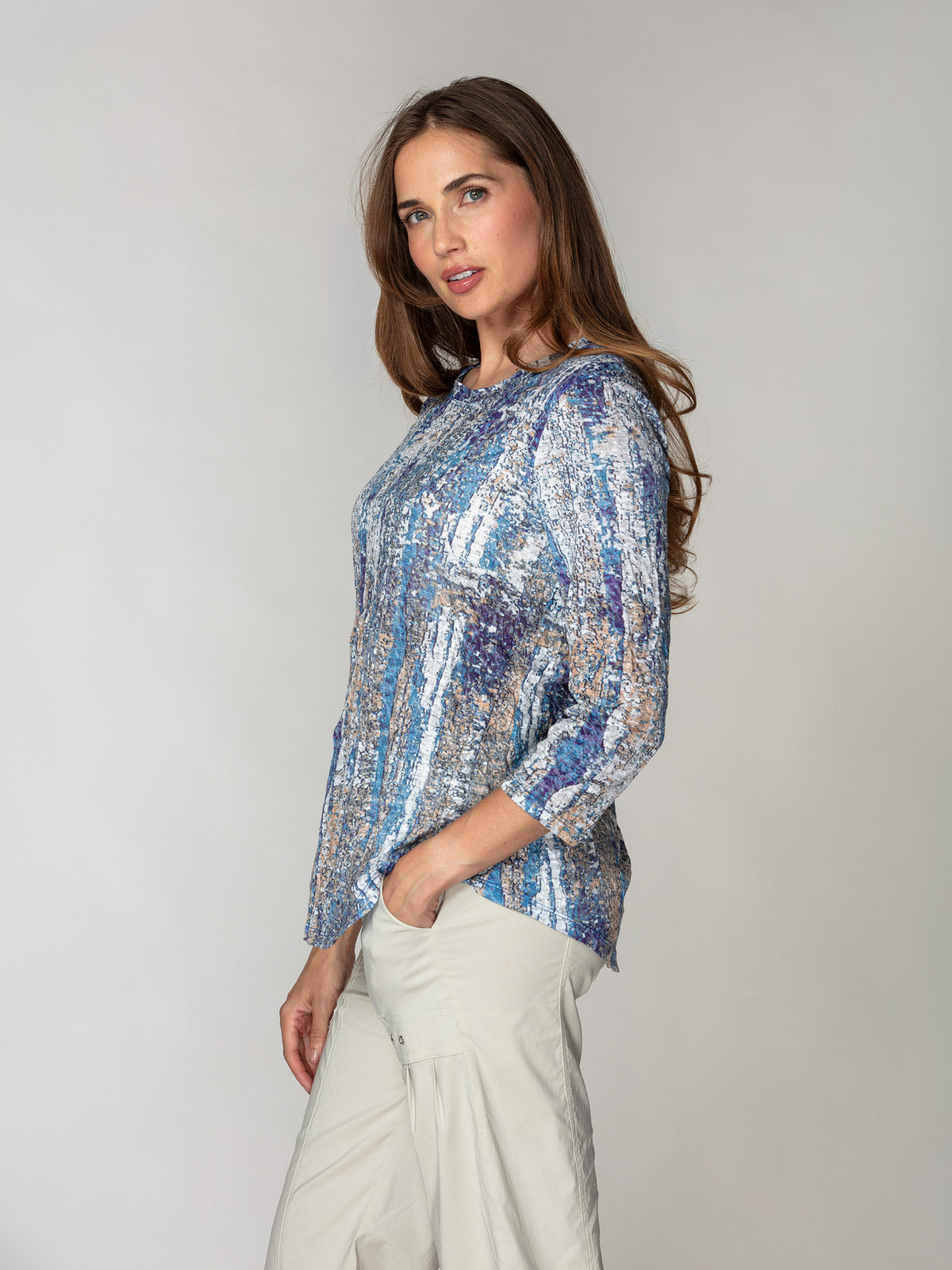 Round-Neck Top - Weathered Blue
