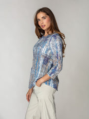 Round-Neck Top - Weathered Blue