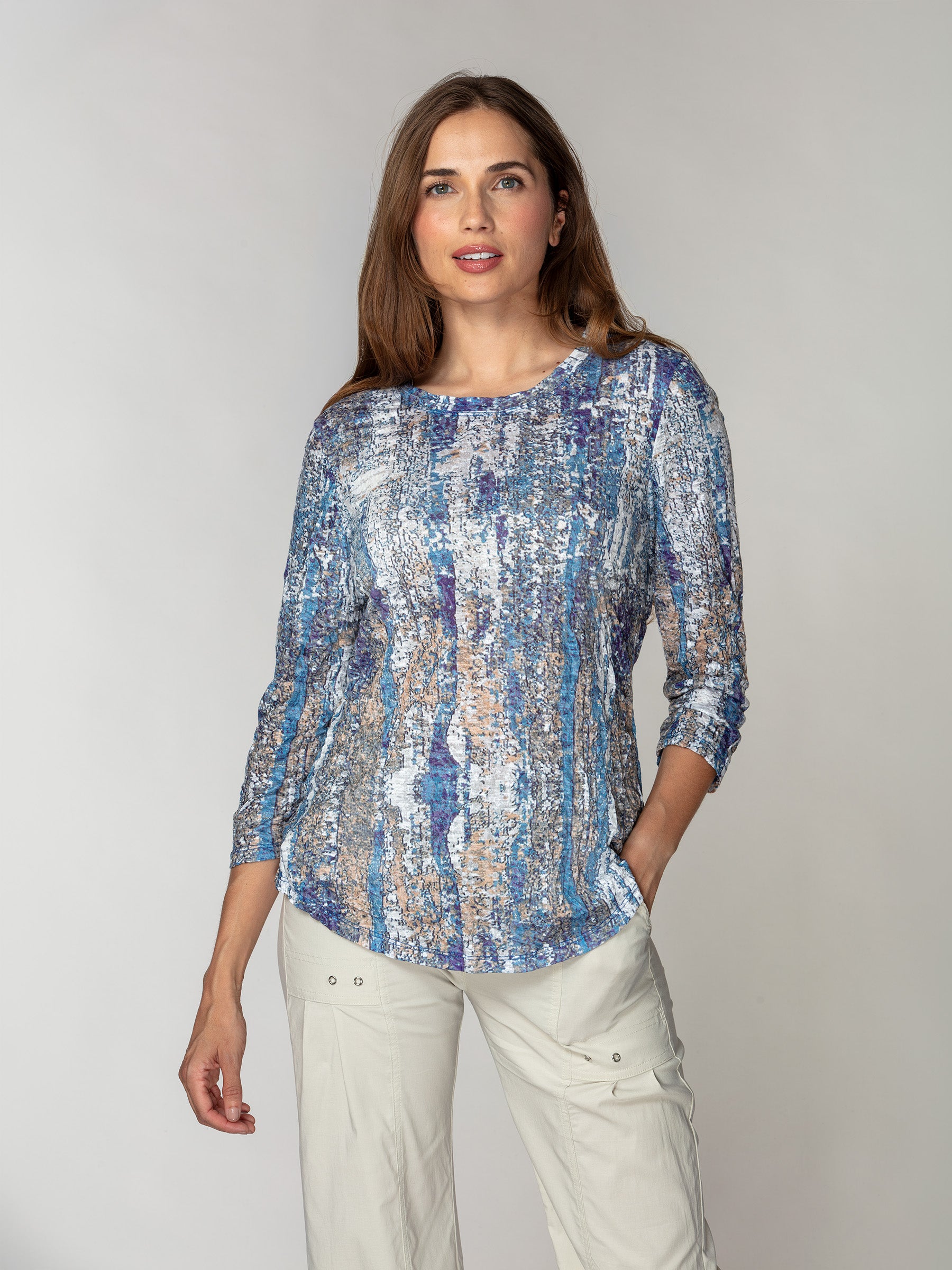 Round-Neck Top - Weathered Blue