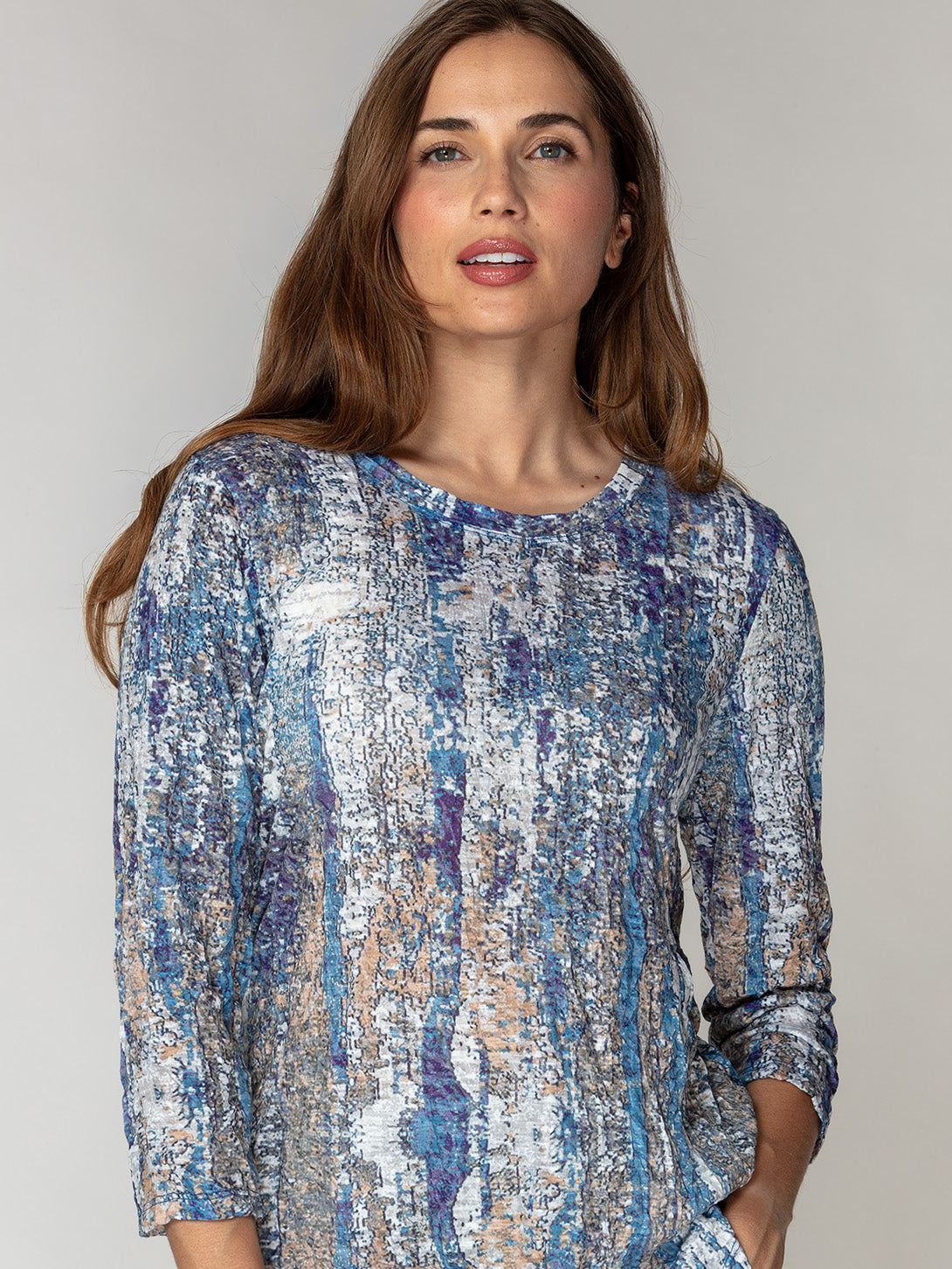 Round-Neck Top - Weathered Blue