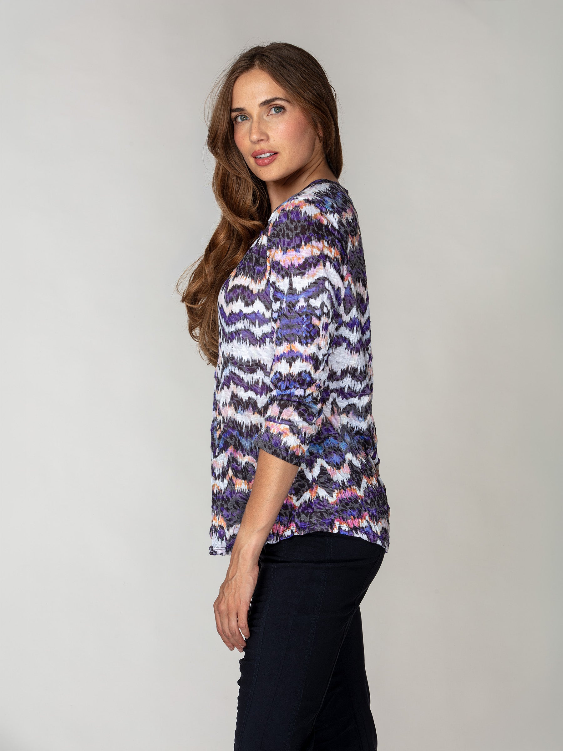 Round-Neck Top - Amethyst Echo