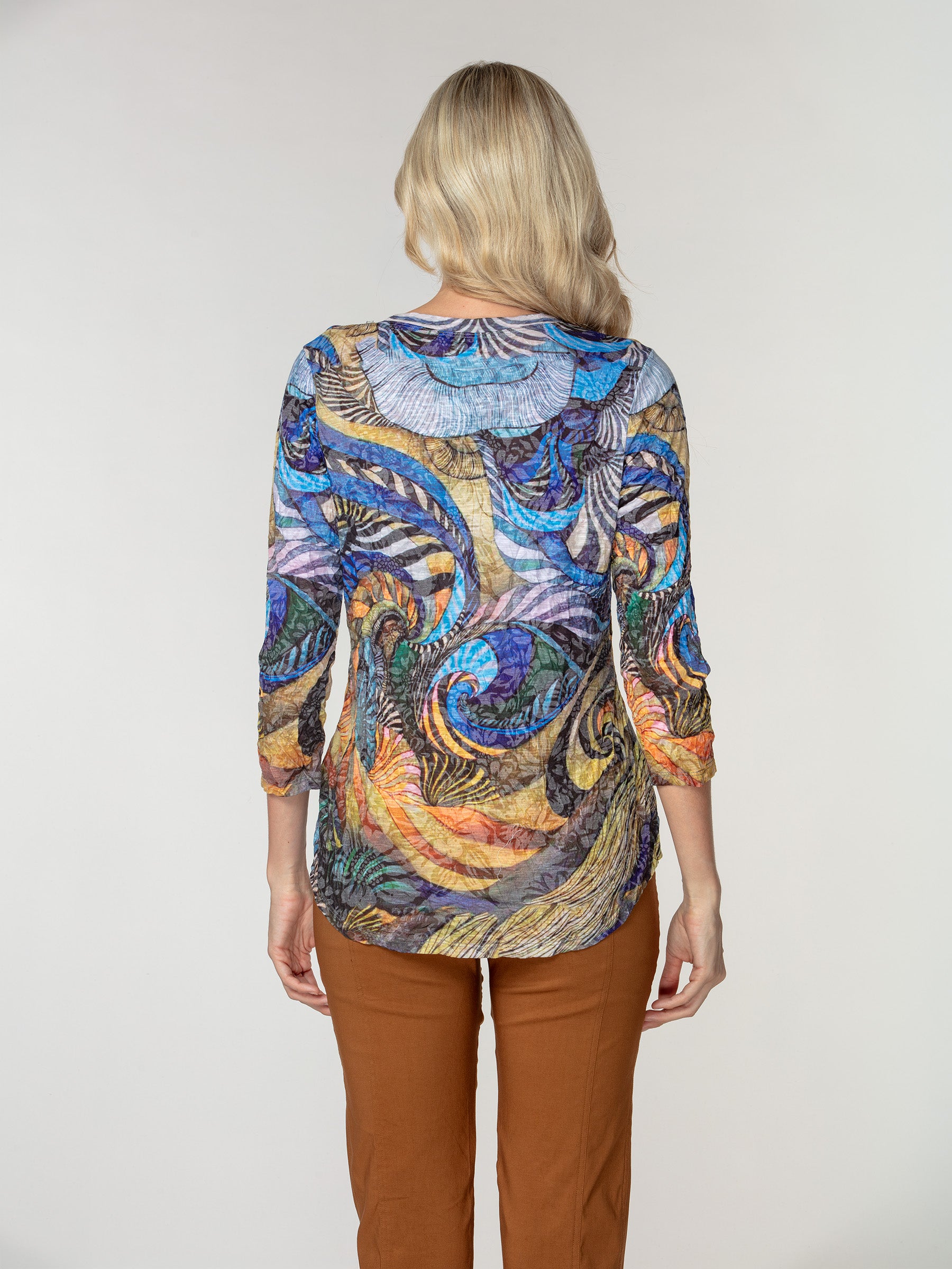 Round-Neck Top - Opulent Swirl