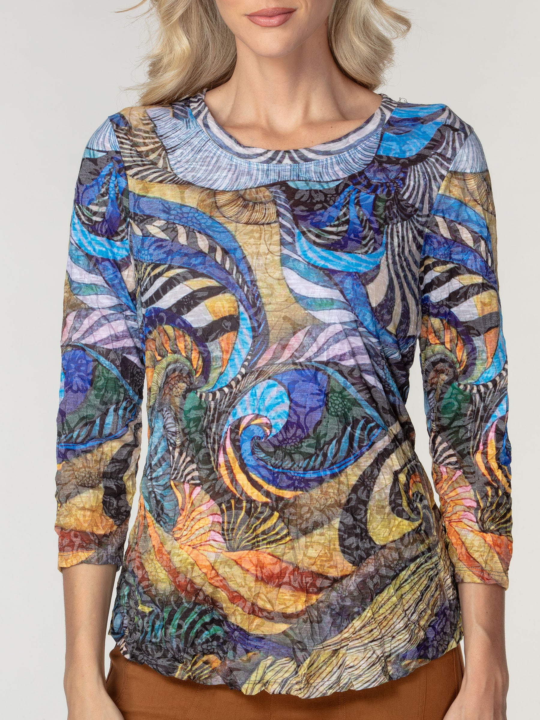 Round-Neck Top - Opulent Swirl