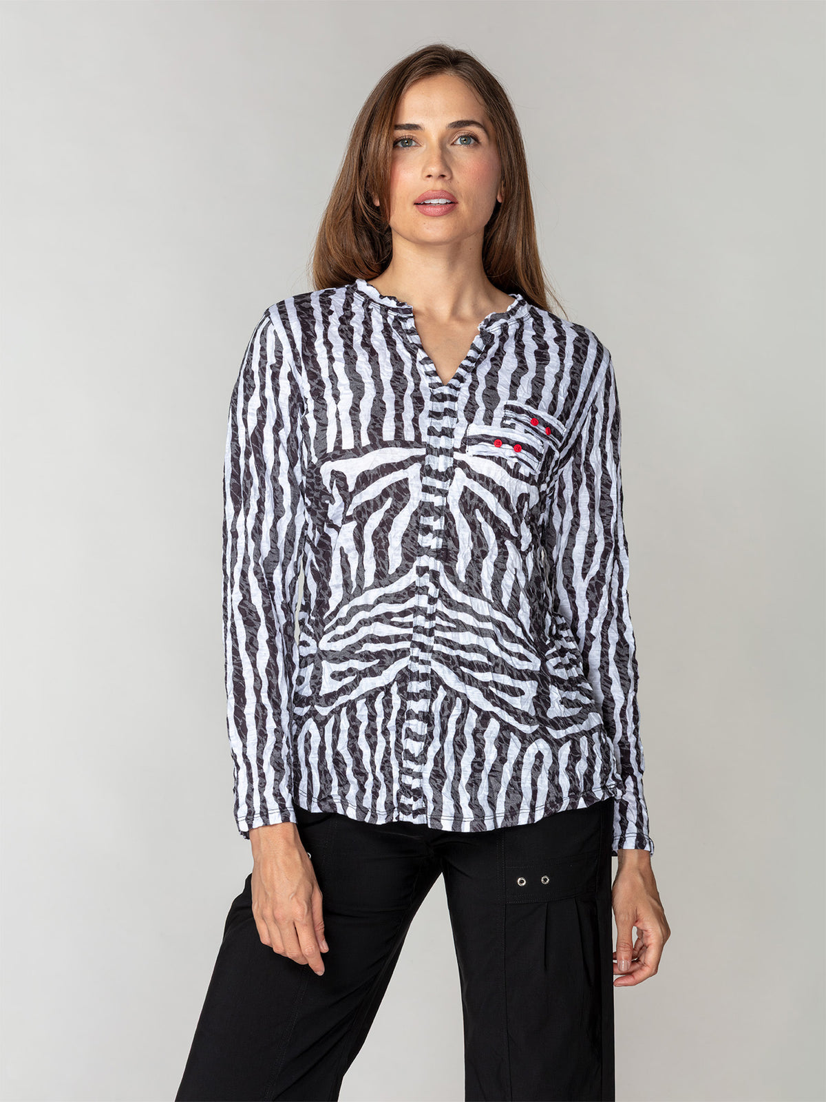 Pamela Top L/S - Zebra Veil