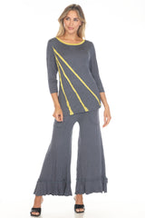 Ava Top and Patch Crop Pant Set - Slate - CARINE