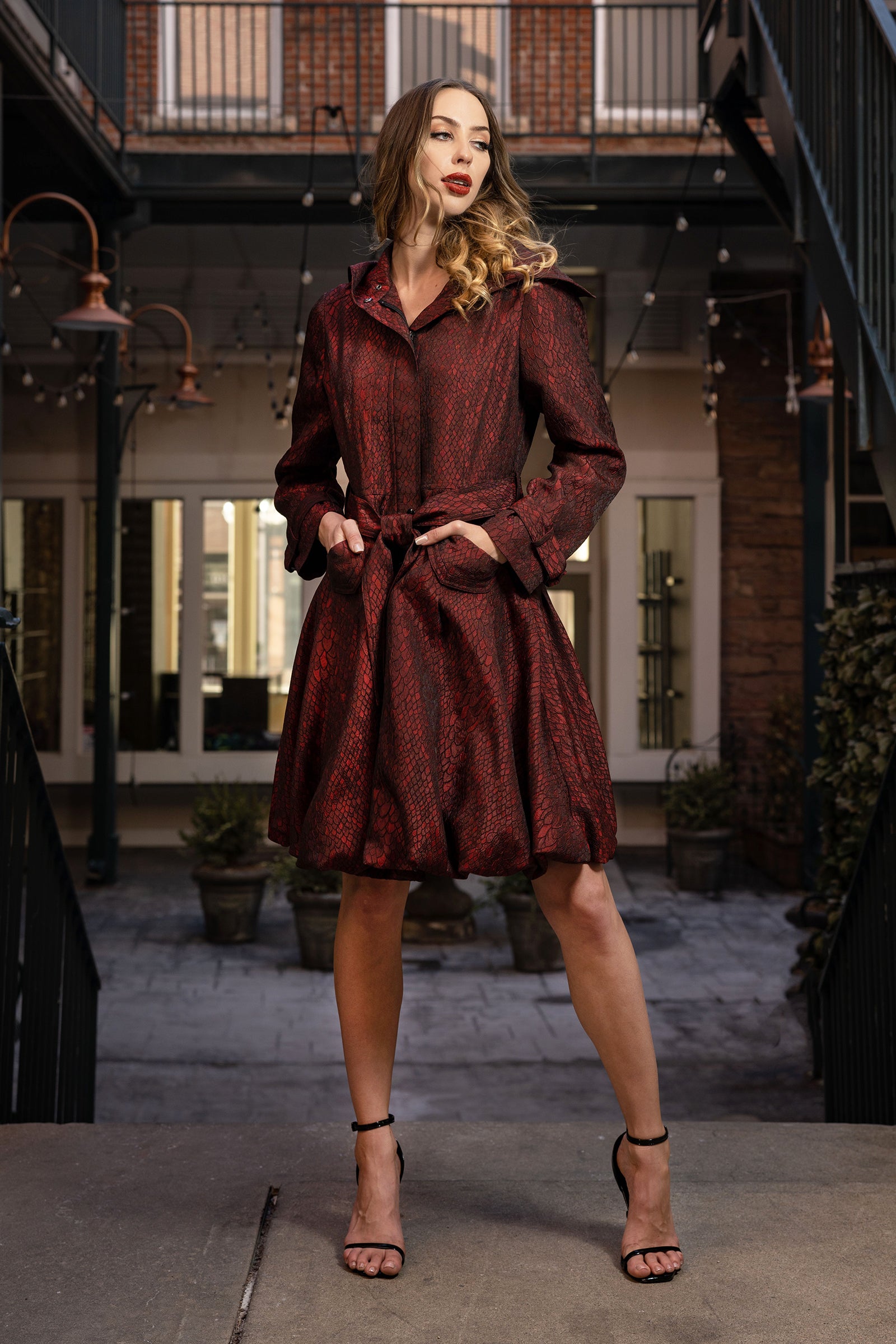 Jacquard Bubble Coat Dress - CARINE