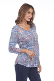 V-Neck Top - Teal Motif - CARINE