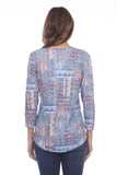 V-Neck Top - Teal Motif - CARINE