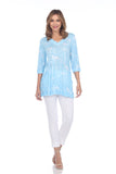 Two-Pocket Tunic - Aqua Stems - CARINE