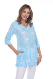 Two-Pocket Tunic - Aqua Stems - CARINE